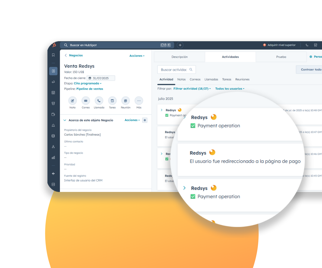 Redsys + HubSpot - Acceso al historial de transacciones
